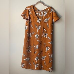 a new day- Floral Gold Dress worn once (sz M)